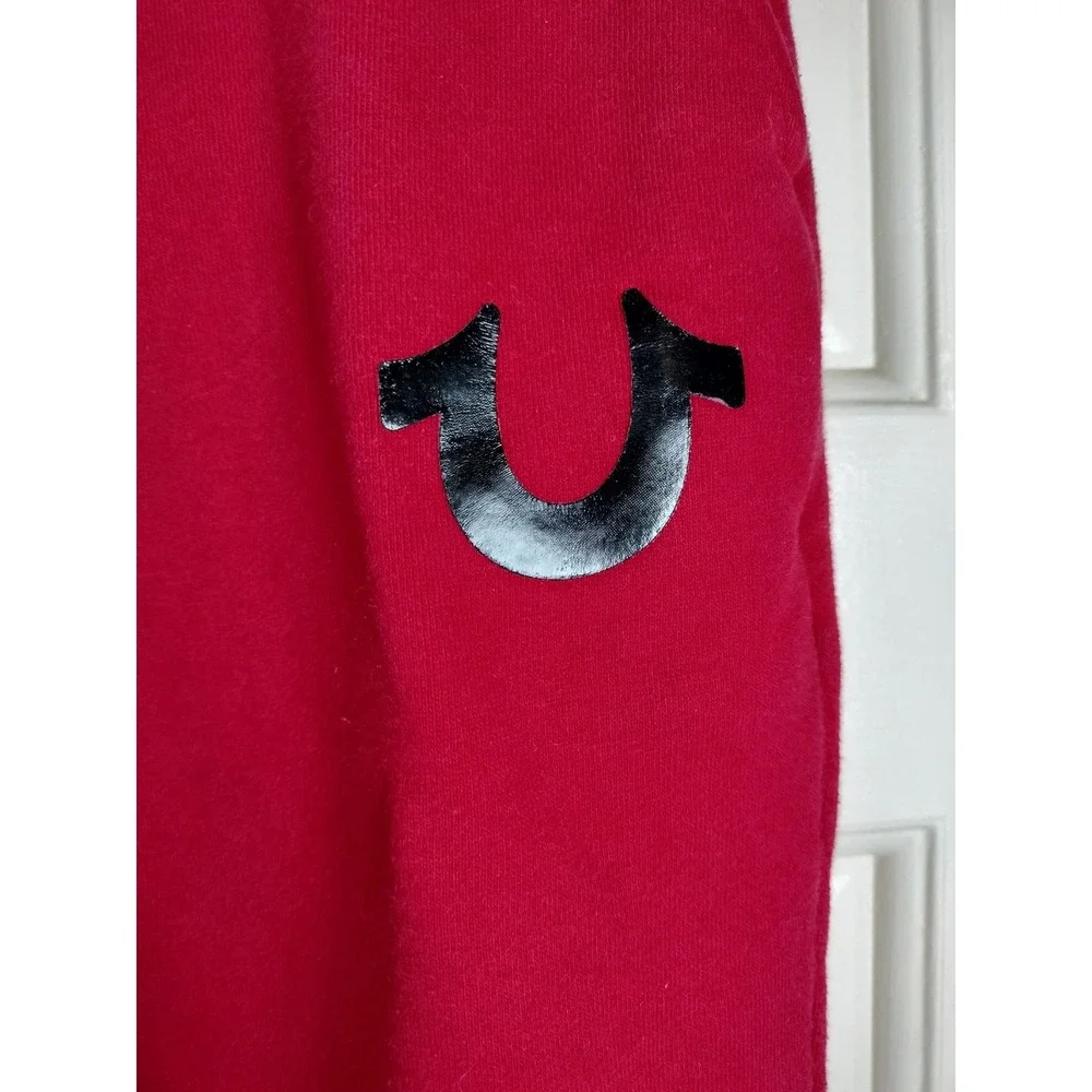 True Religion Metallic HS Jogger Pink Red Sweatpants Size Medium Cozy Flaw